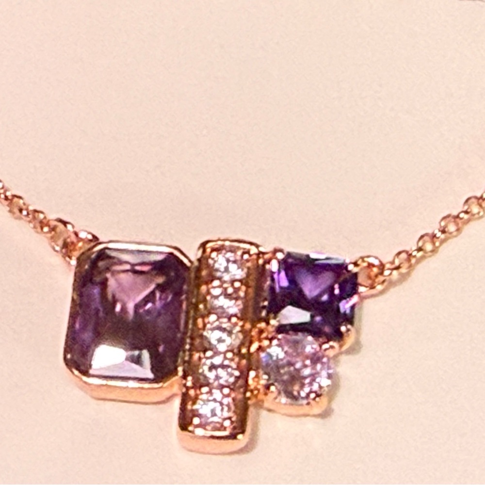 Bomb Party Trio of Beauty Rose Gold Amethyst Necklace - Picture 5 of 6
